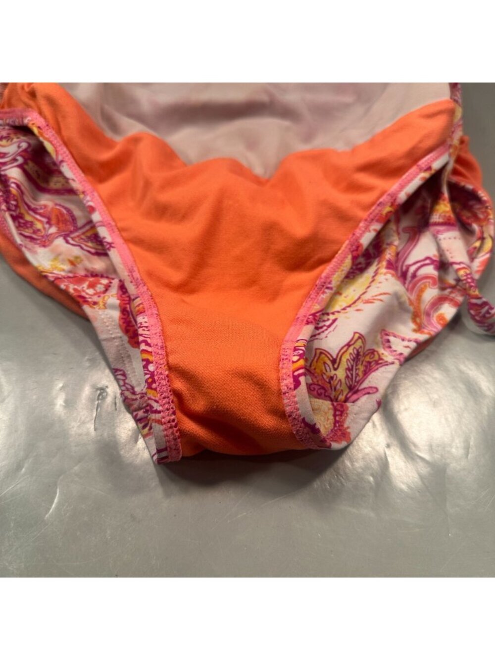 Lauren Ralph Lauren Paisley Bandeau One Piece Womens Swimsuit Ruched Padded Cups - Picture 13 of 16